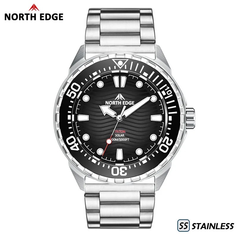 north edge triton ti titanium stainless solar powered diving watch north edge triton ti titanium stainless solar powered diving watch