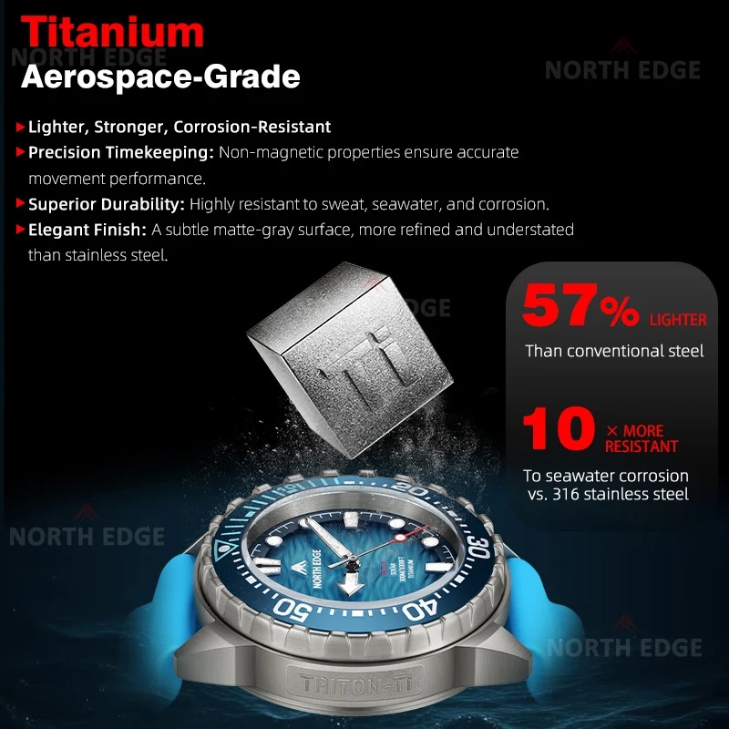 north edge triton ti titanium stainless solar powered diving watch north edge triton ti titanium stainless solar powered diving watch