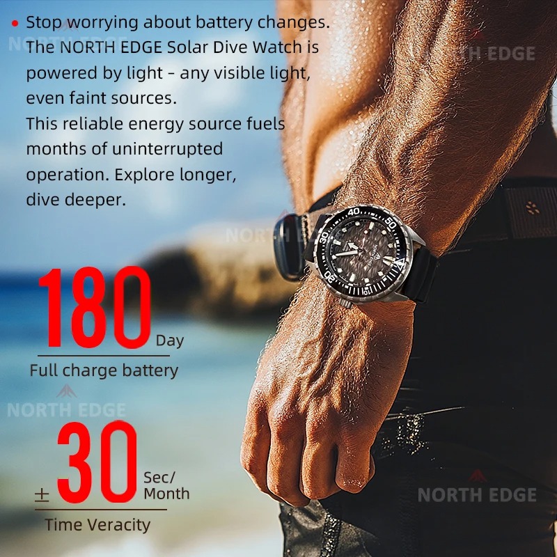 north edge triton ti titanium stainless solar powered diving watch north edge triton ti titanium stainless solar powered diving watch